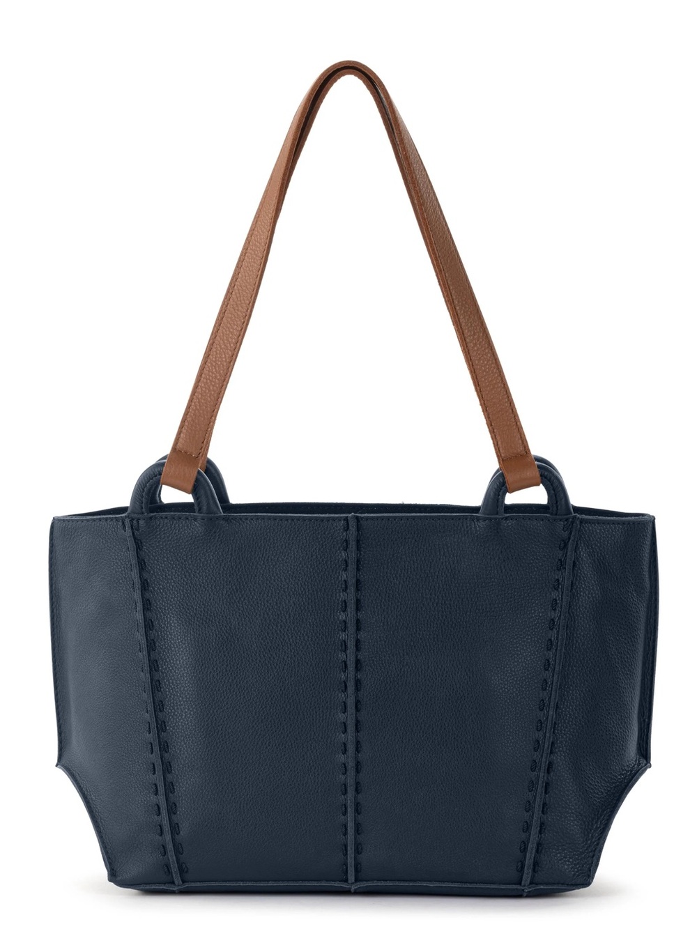 The Sak Indigo Satchel Tote Bag with Brown Handles - Picture 2 of 14